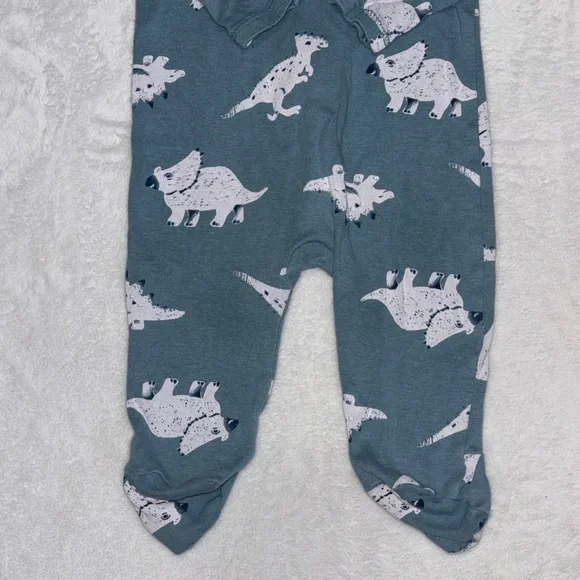 (2 for $10) carters Dinosaur Print Kids One Piece - Blue footie / sleeper - Picture 8 of 8